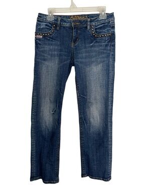 Bubblegum Y2K Studded Women's Jeans - Dark Blue Wash